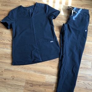 Navy Blue Figs Scrub Set